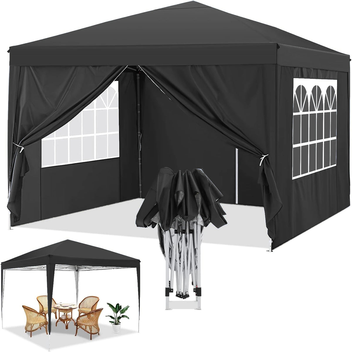 10×10 ft Pop-Up Canopy Tent with Sidewalls
