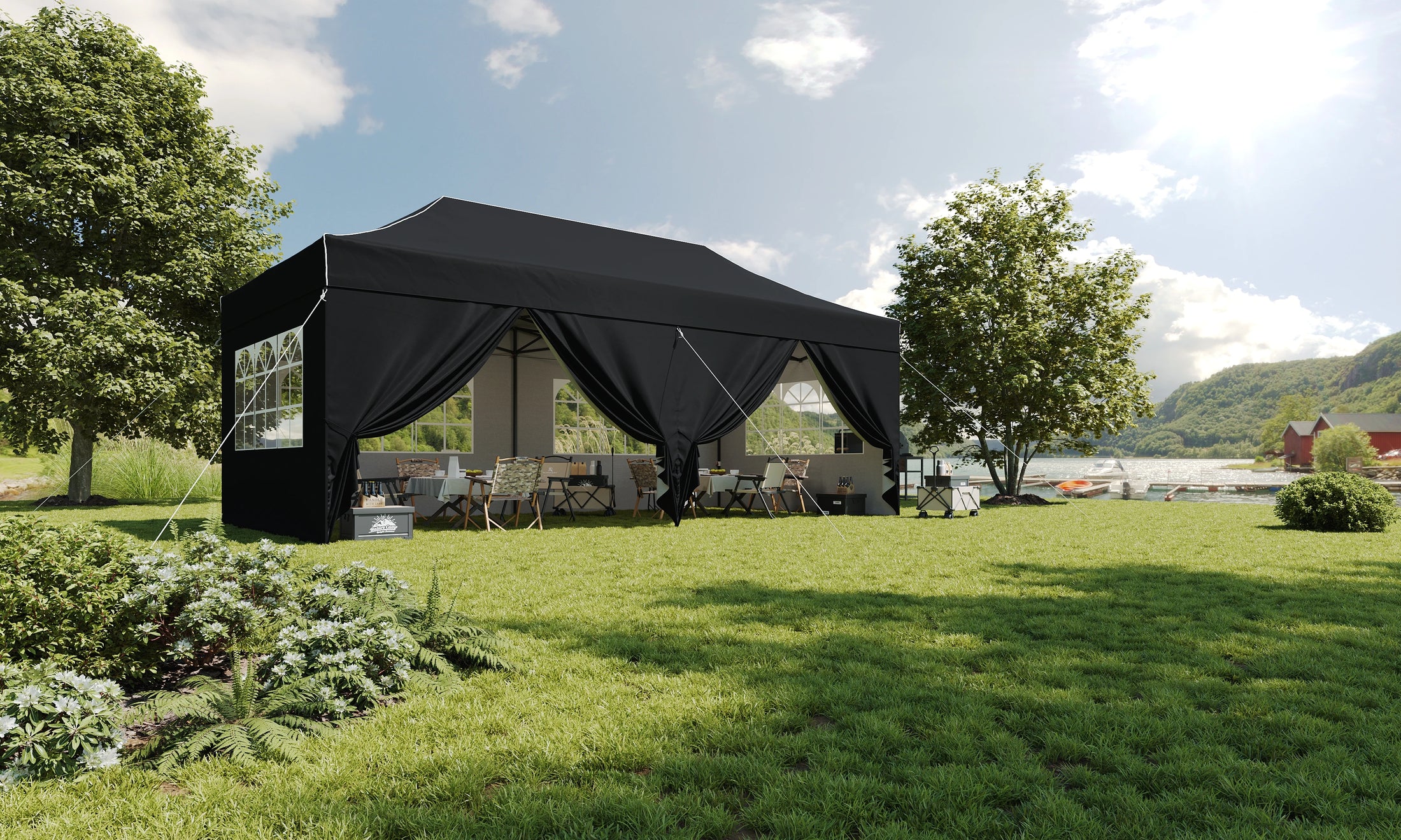Aoxun 10×20 ft Heavy-Duty Pop-Up Canopy Tent