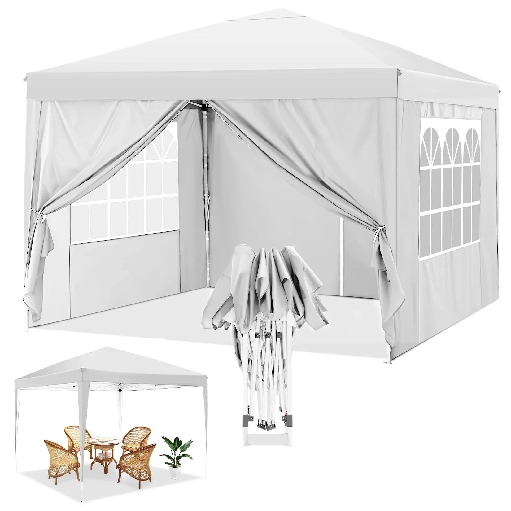 10×10 ft Pop-Up Canopy Tent with Sidewalls