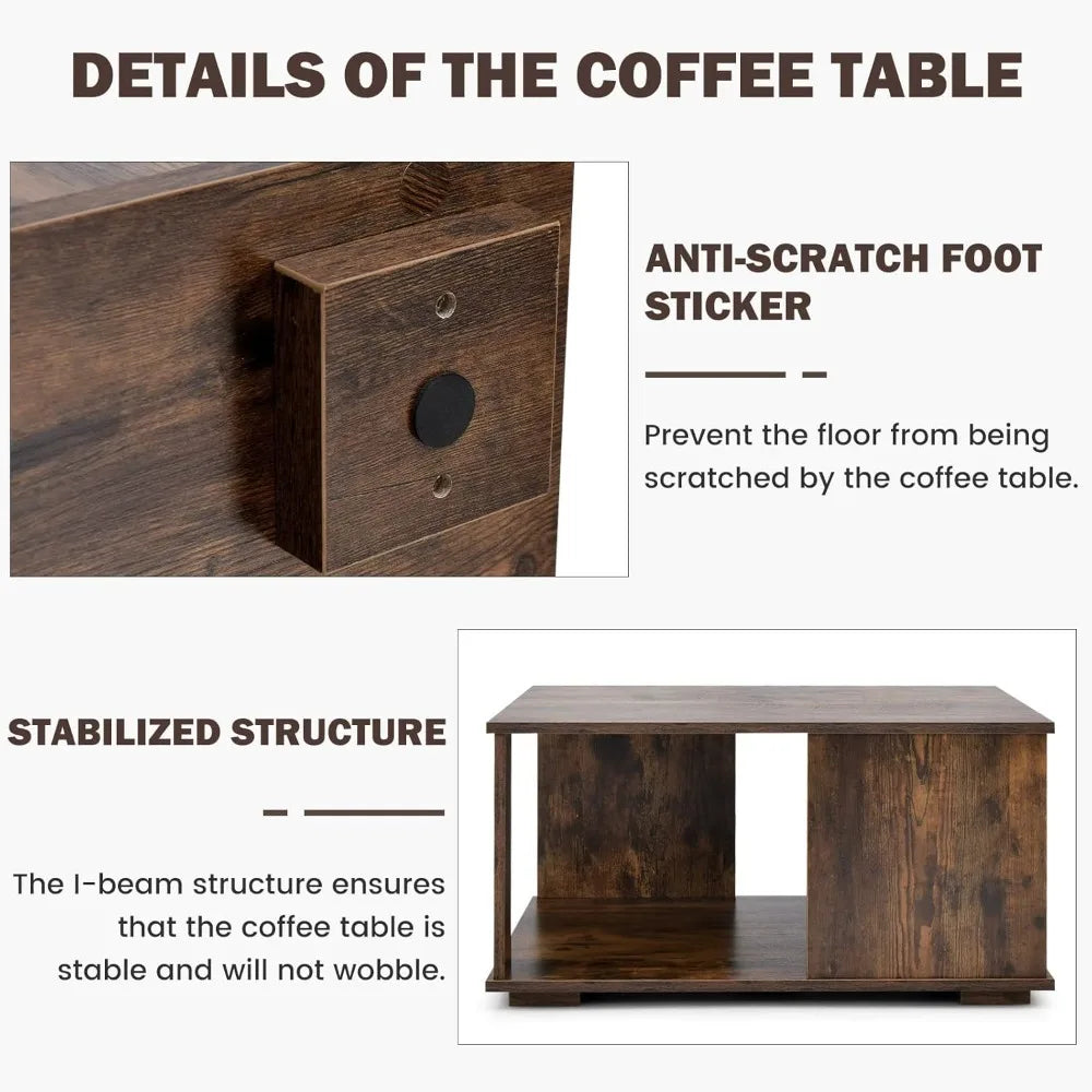 Industrial 2-Tier Square Coffee Table