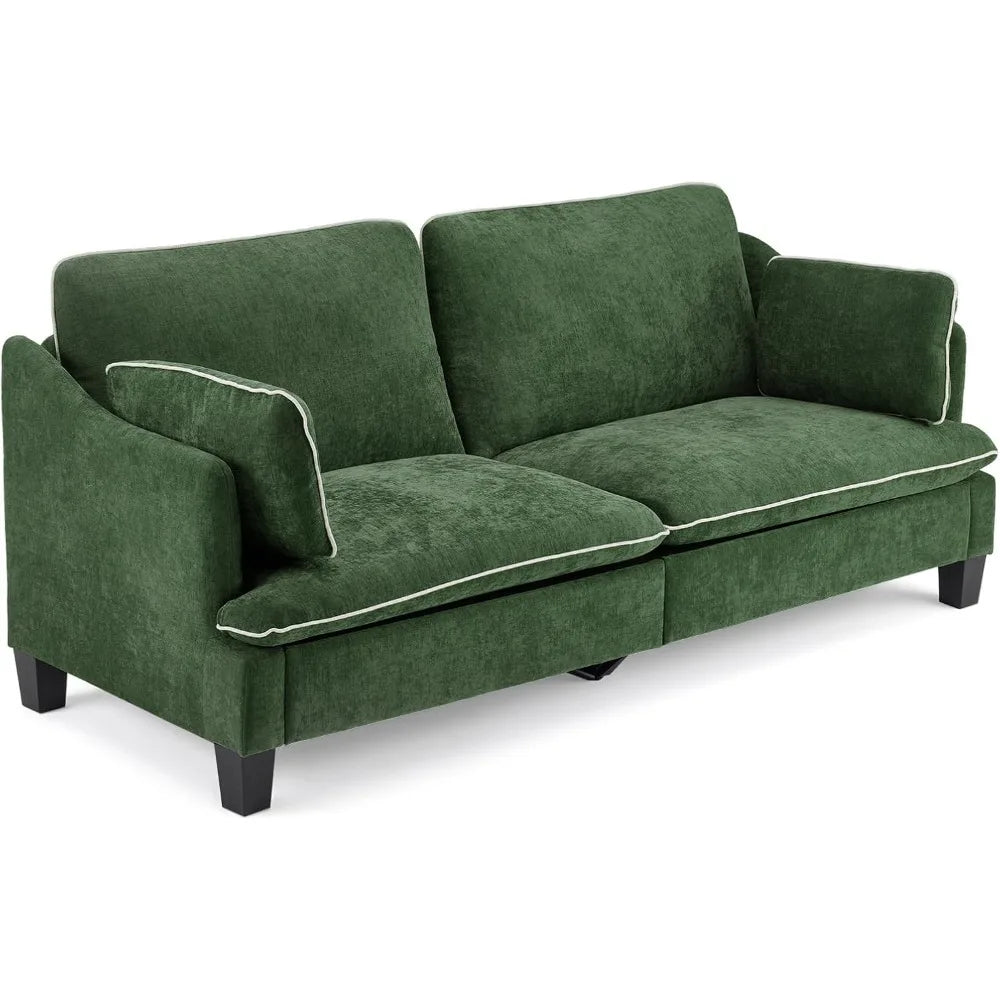 Velvet Loveseat with Piped Cushions