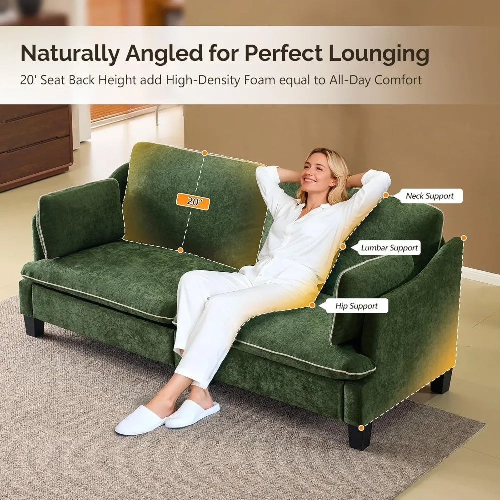 Velvet Loveseat with Piped Cushions