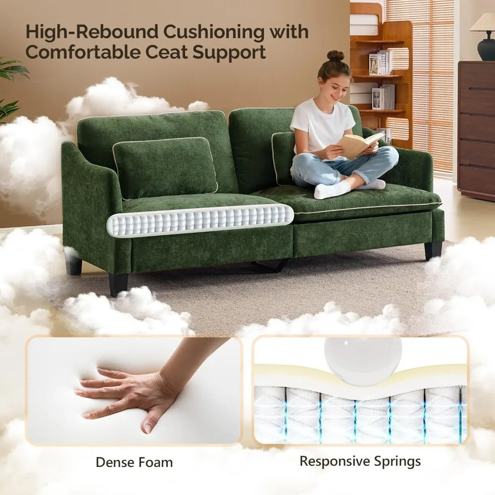 Velvet Loveseat with Piped Cushions