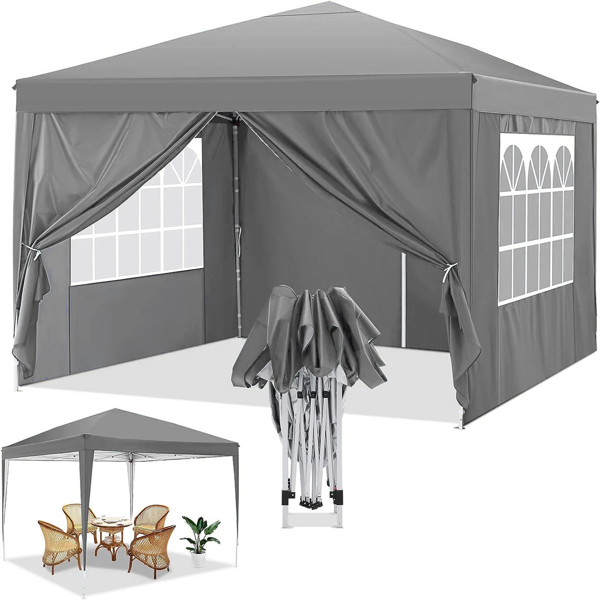 10×10 ft Pop-Up Canopy Tent with Sidewalls