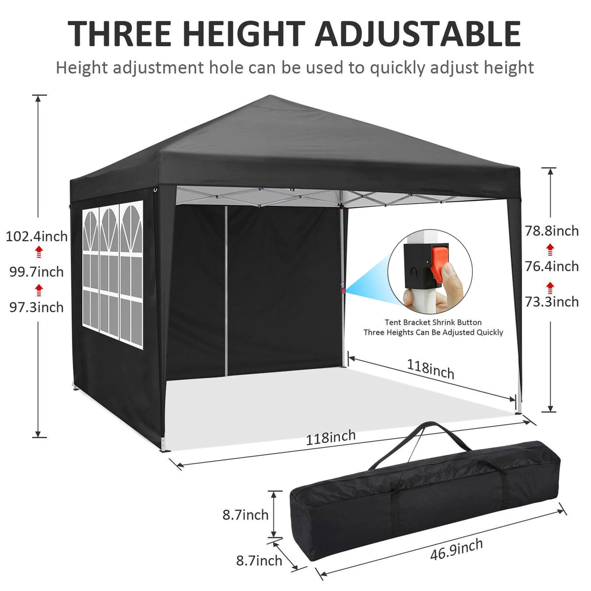 10×10 ft Pop-Up Canopy Tent with Sidewalls