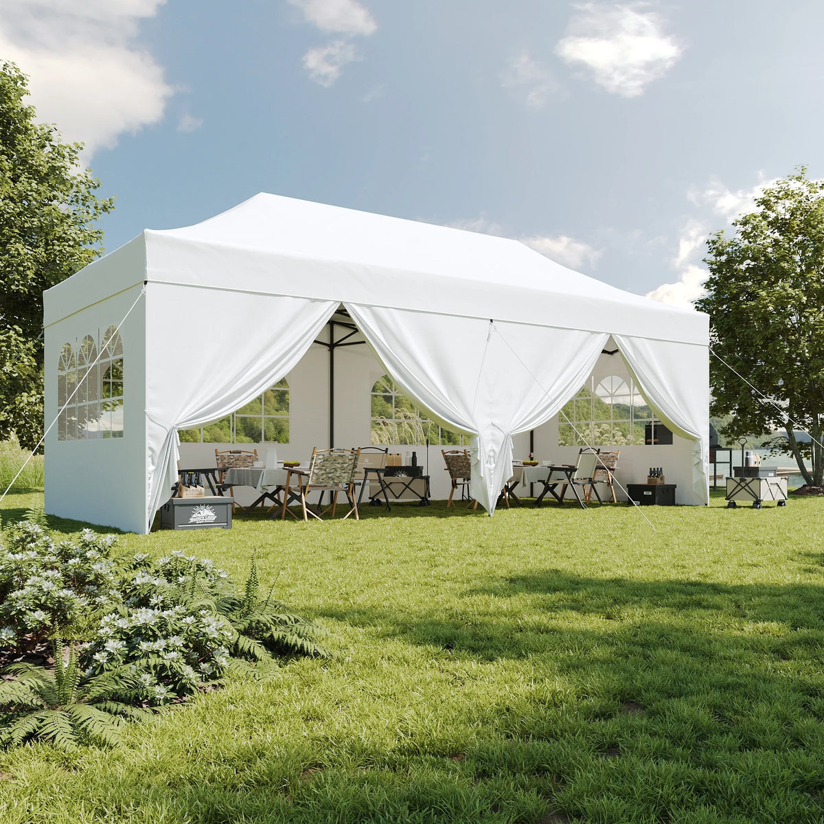 Aoxun 10×20 ft Heavy-Duty Pop-Up Canopy Tent