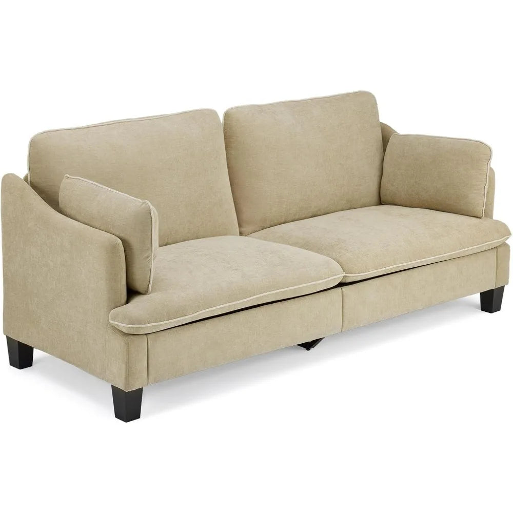 Velvet Loveseat with Piped Cushions