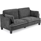 Velvet Loveseat with Piped Cushions