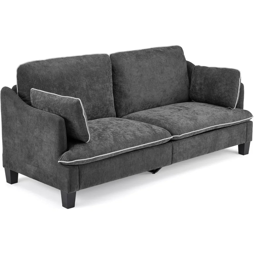 Velvet Loveseat with Piped Cushions