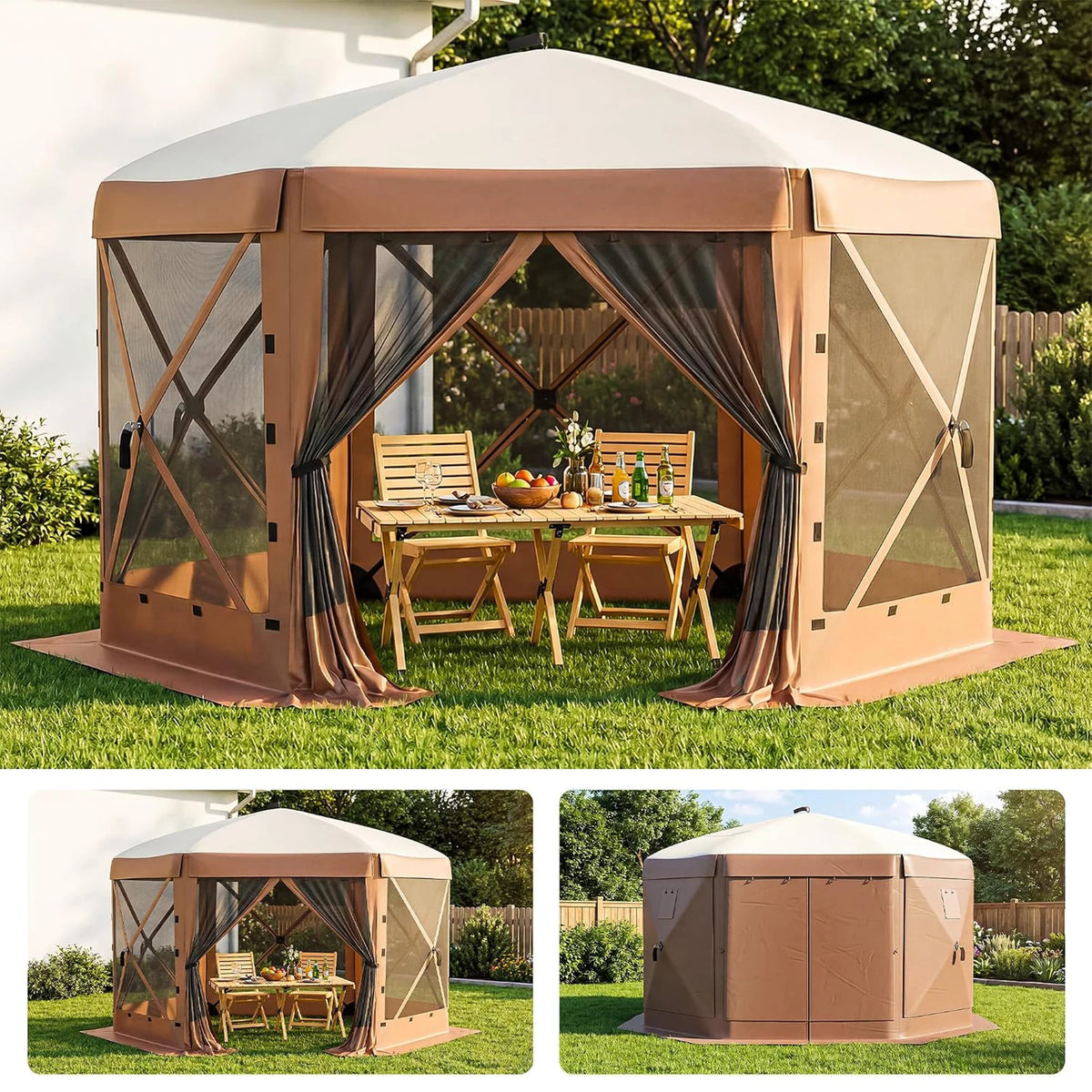 11×11 ft Pop-Up Screen Gazebo with Removable Wind Walls