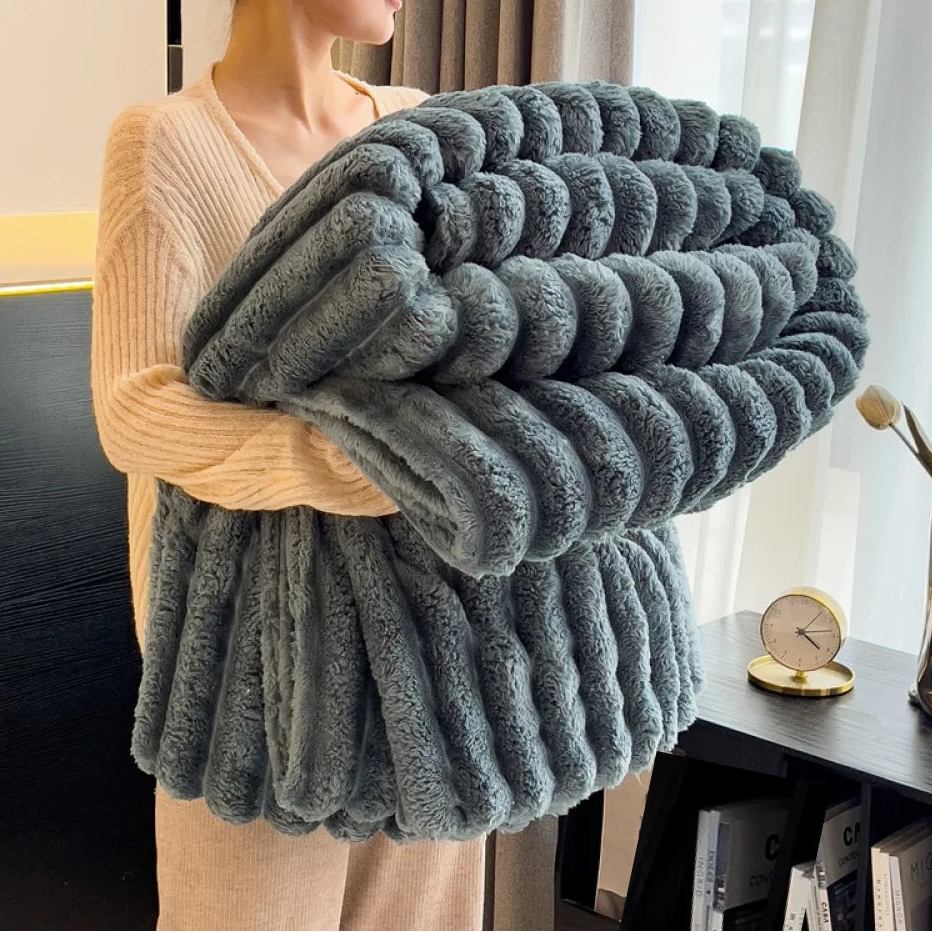 Soft Striped Fleece Throw Blanket