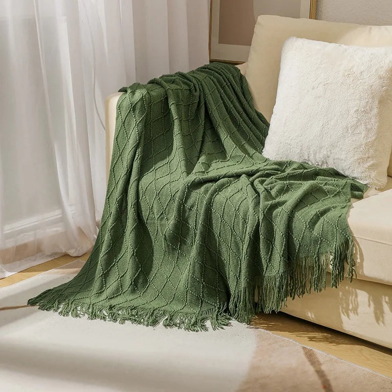 Oversized Boho Knit Throw Blanket