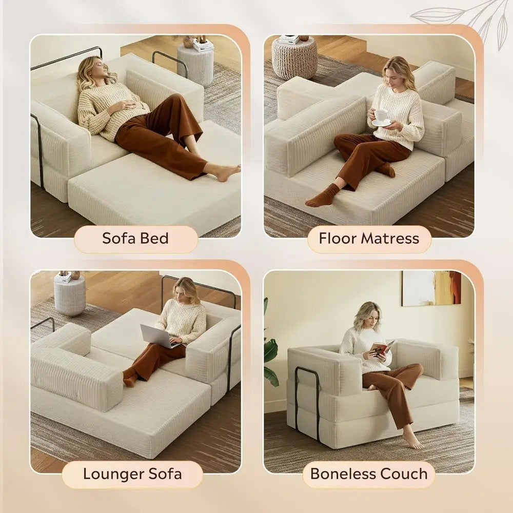 Convertible Corduroy Sleeper Sofa