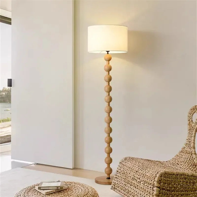 Vintage Art Fabric Wood Lamp