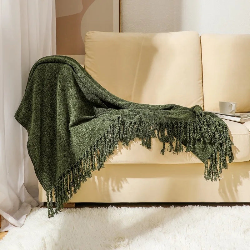 Chenille Summer Knitted Throw Blanket