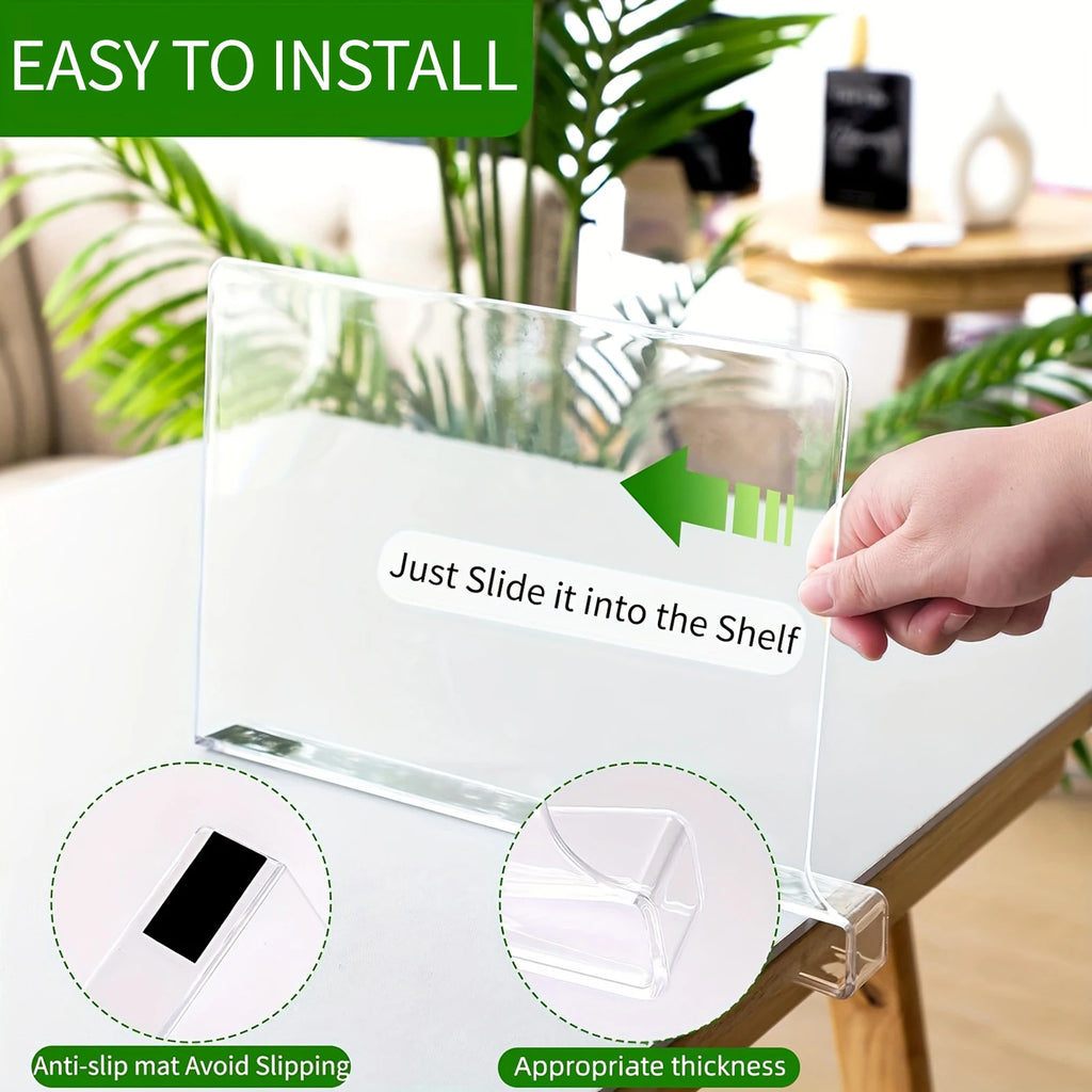 No-Drill Clear Acrylic Shelf Dividers