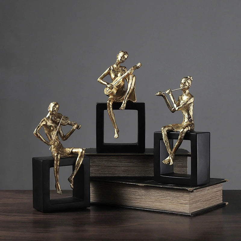 Golden Musician Band Resin Figurines