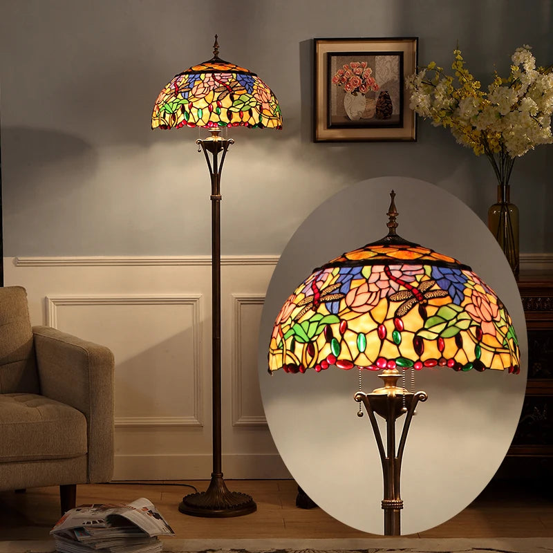 Retro Stained Glass Floor Lamp