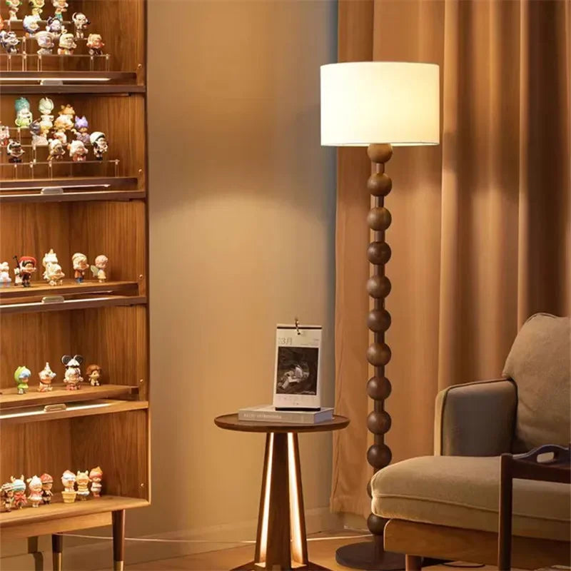 Vintage Art Fabric Wood Lamp
