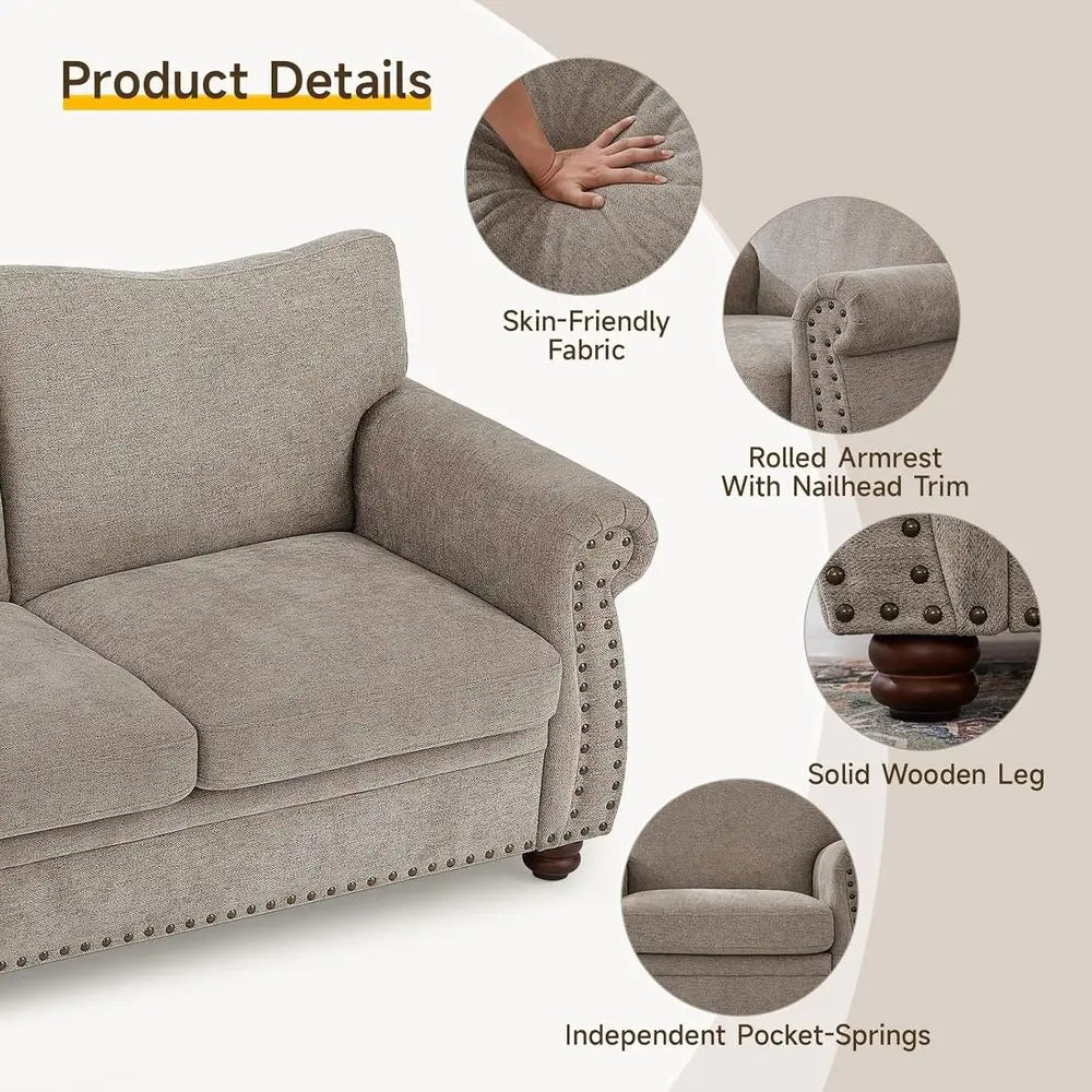 Vintage Chenille Loveseat, Beige