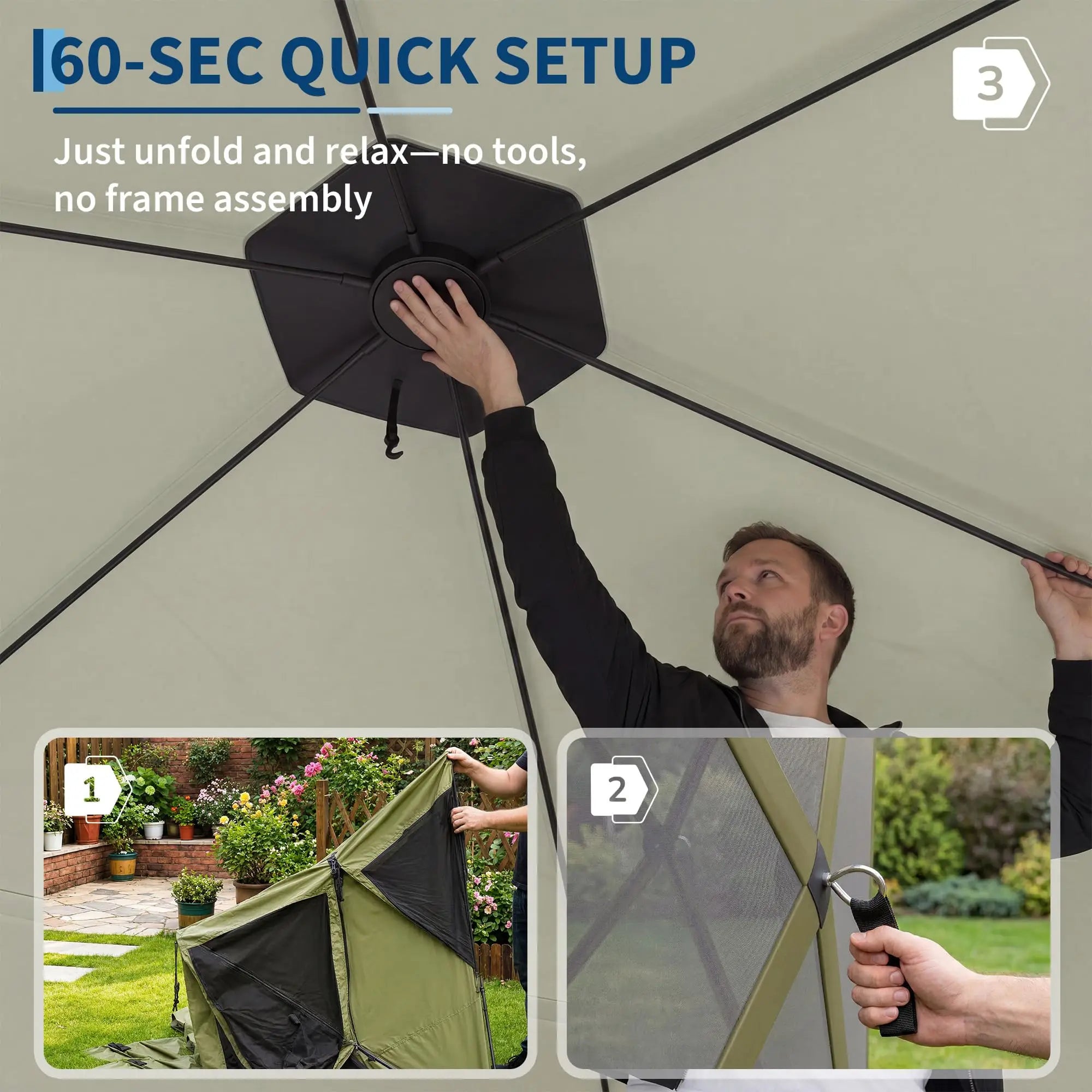 11×11 ft Pop-Up Screen Gazebo with Removable Wind Walls