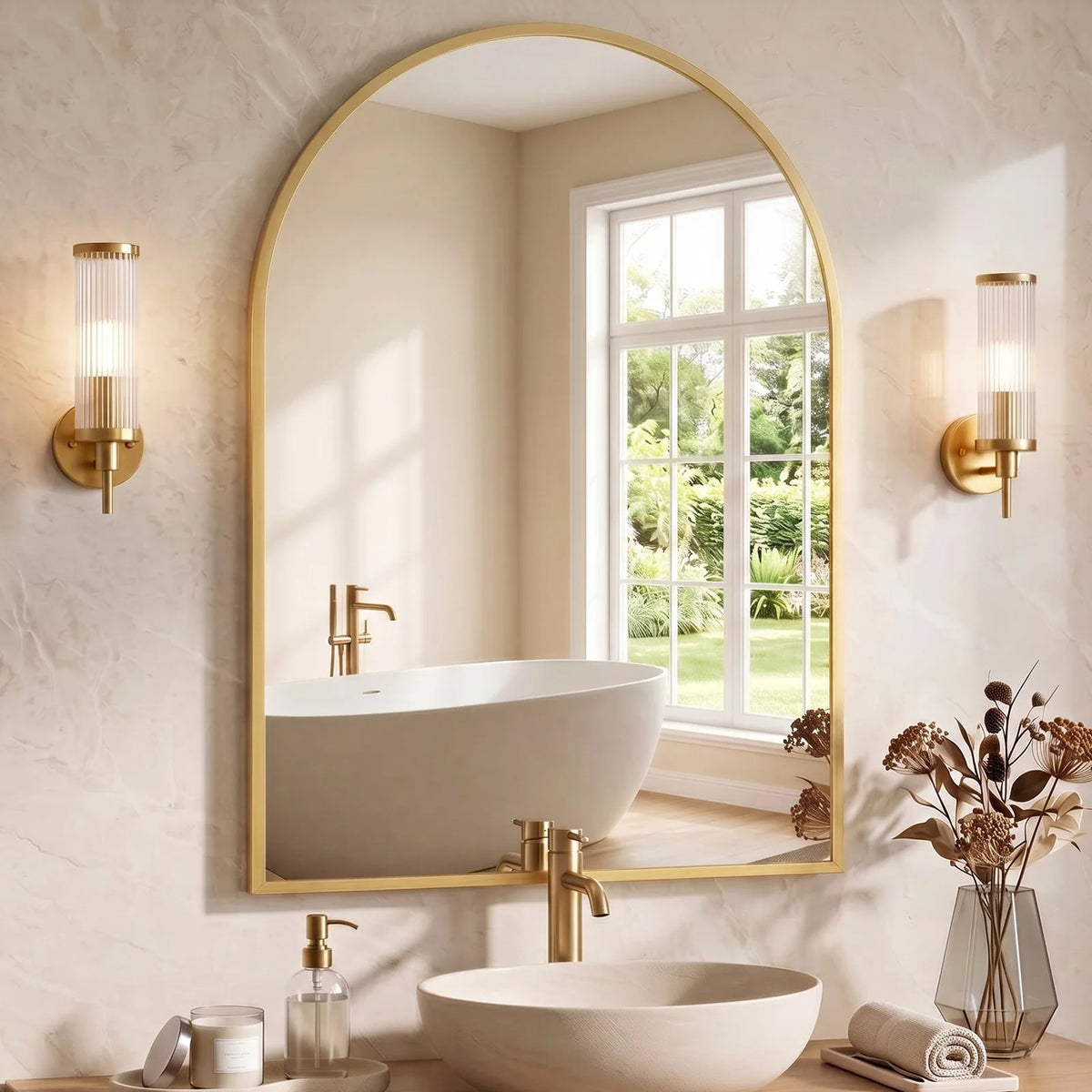 Sleek Arched Aluminum Mirror