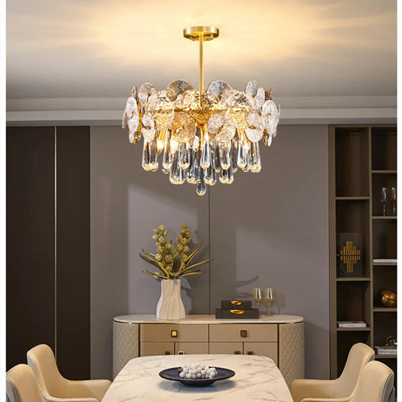 Luxury Crystal Lotus Pendant Light