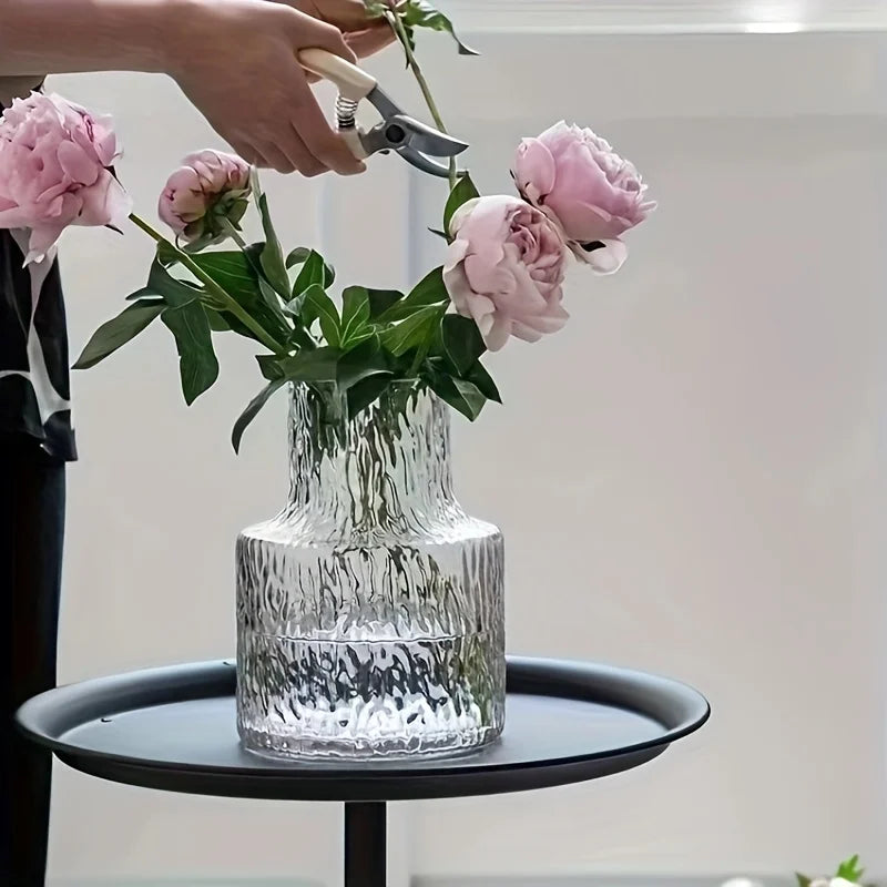 Handmade Glacier Textured Glass Vase