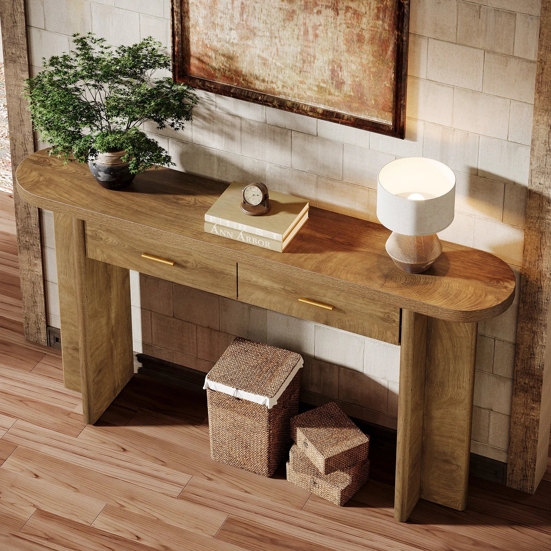 Farmhouse Console Table With Drawers