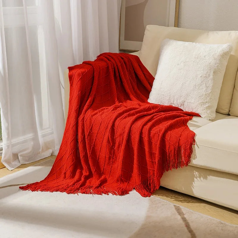Oversized Boho Knit Throw Blanket