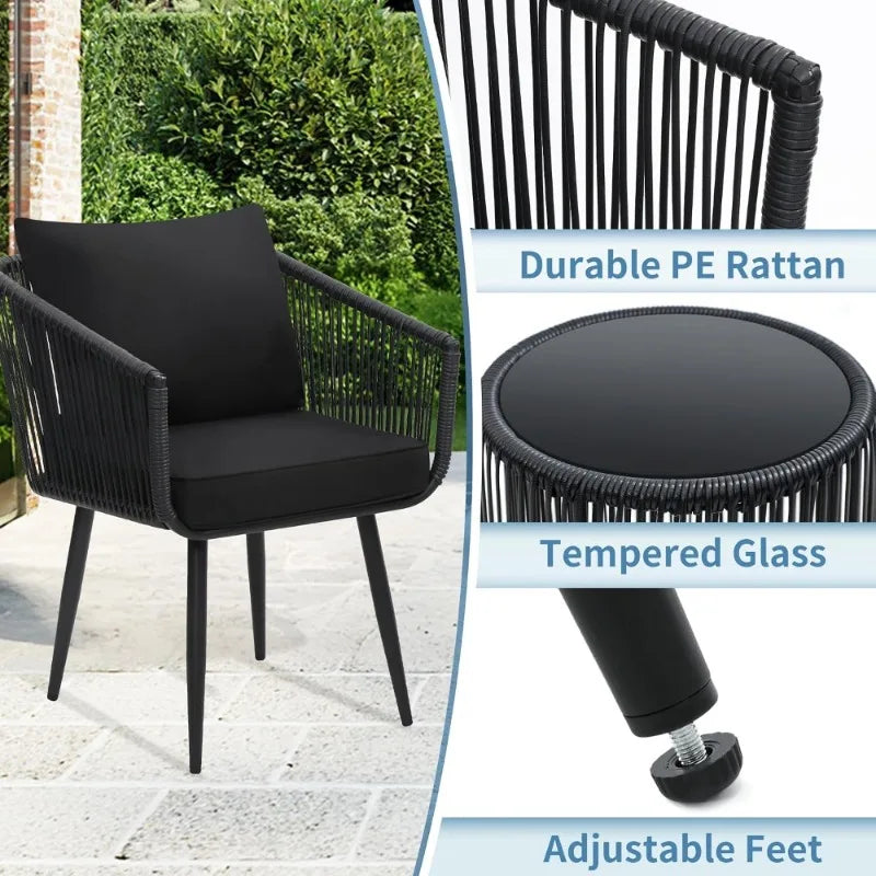 NEW 2026 All-Weather Rattan 3-Piece Patio Bistro Set
