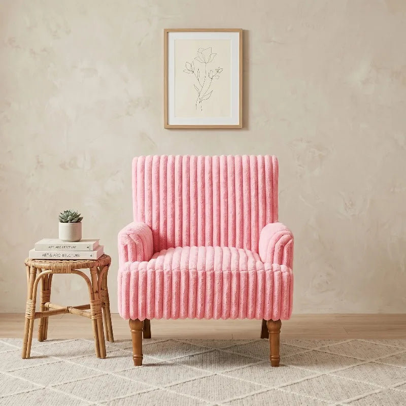 Pink Corduroy Modern Accent Chair