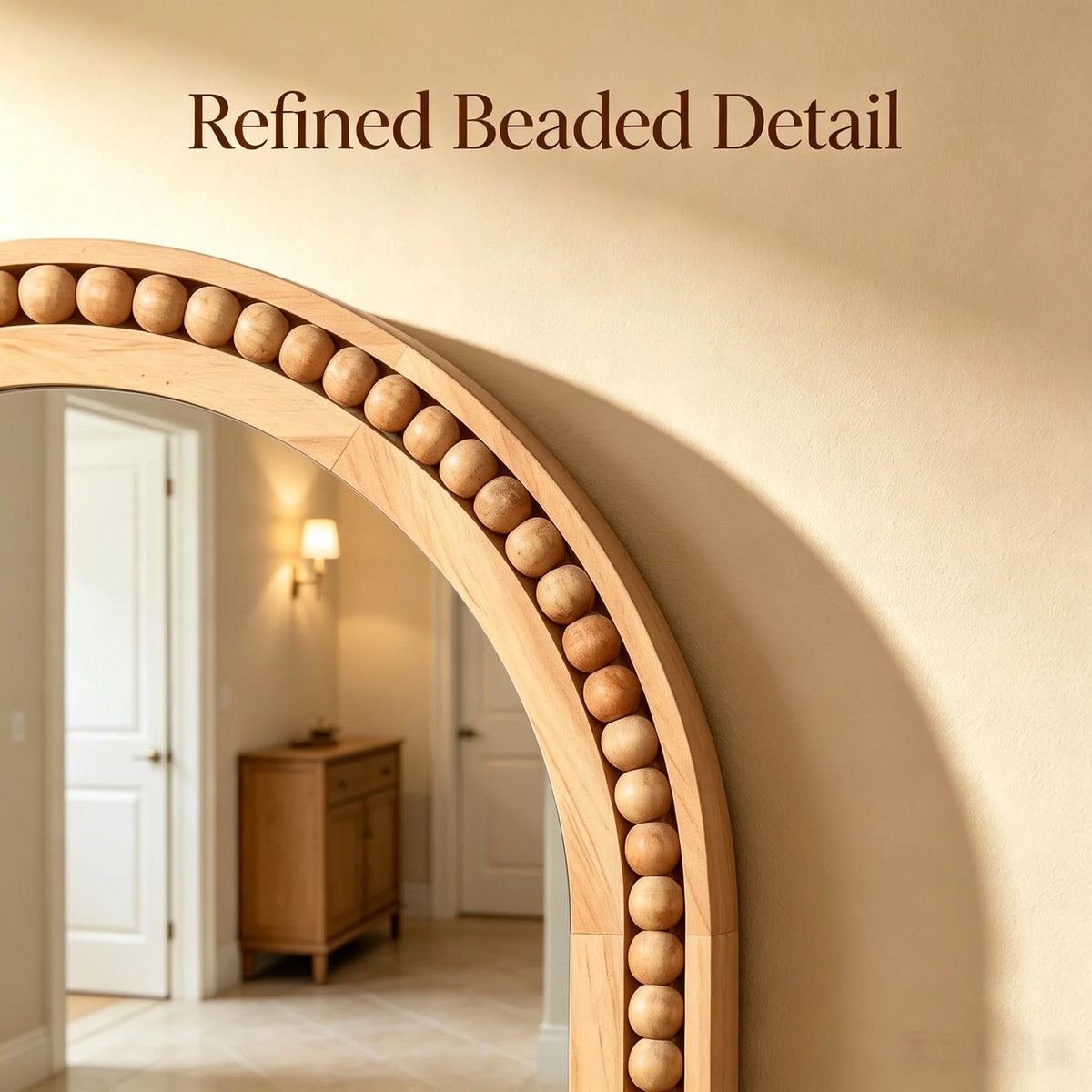 Beaded Arched Wood Mirror 24x36
