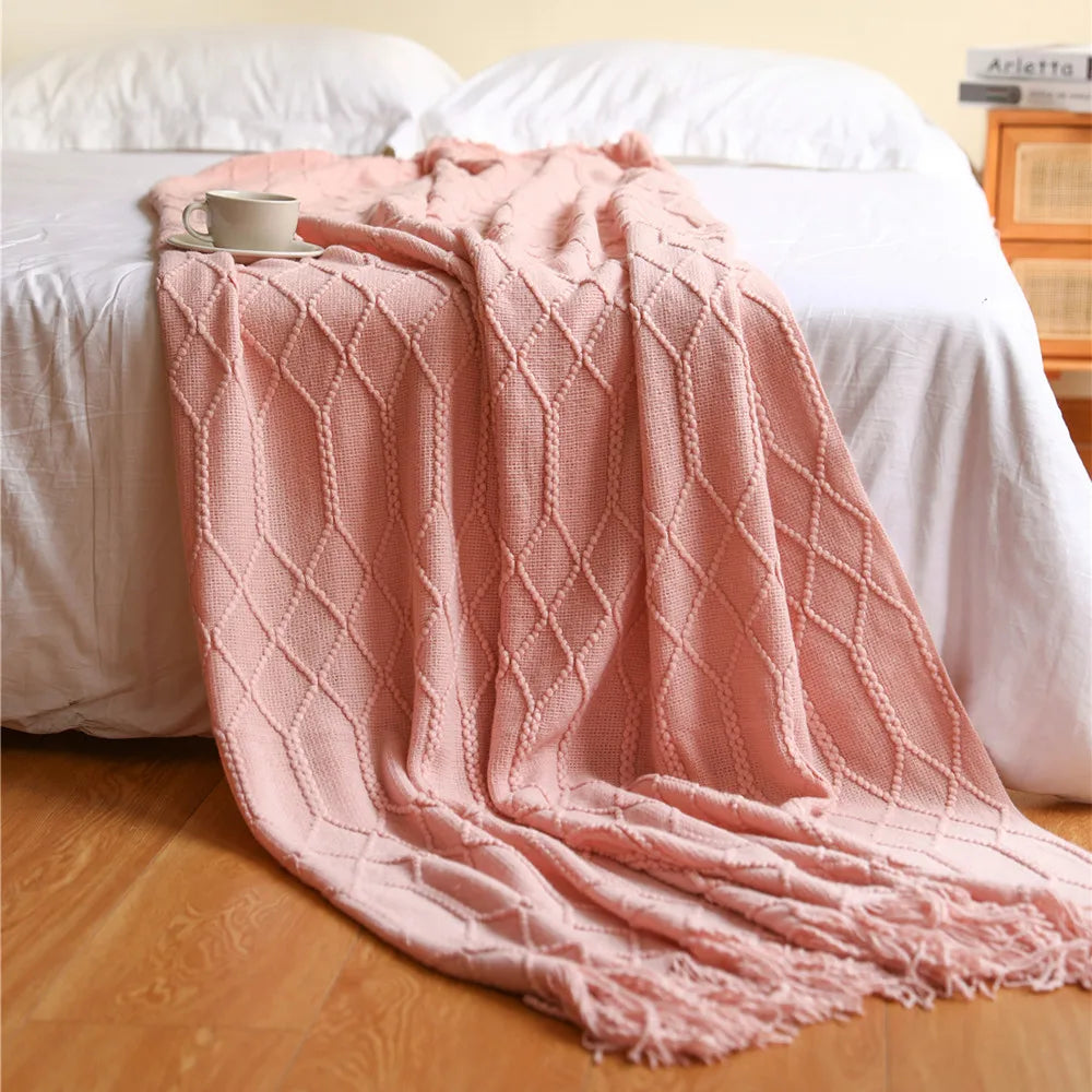 Oversized Boho Knit Throw Blanket