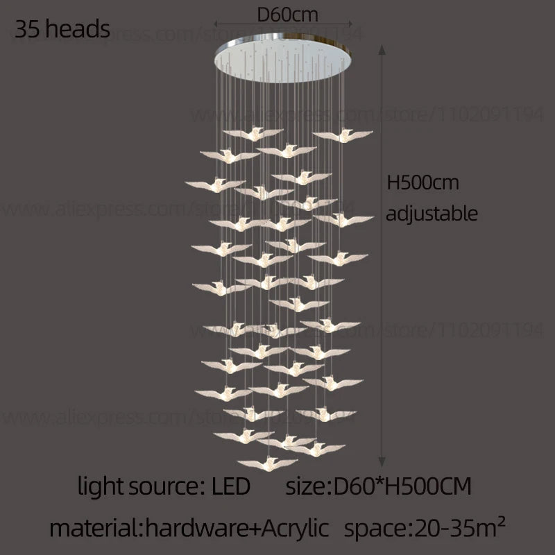 LED Bird Pendant Chandelier