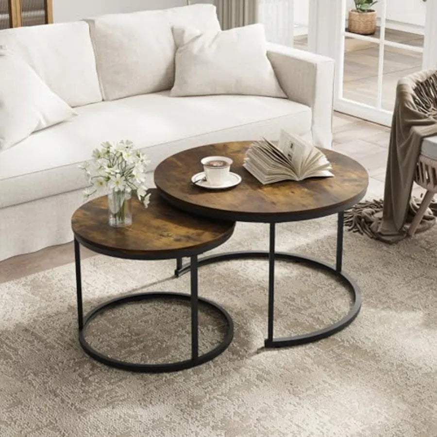 Rustic Round Nesting Table Set
