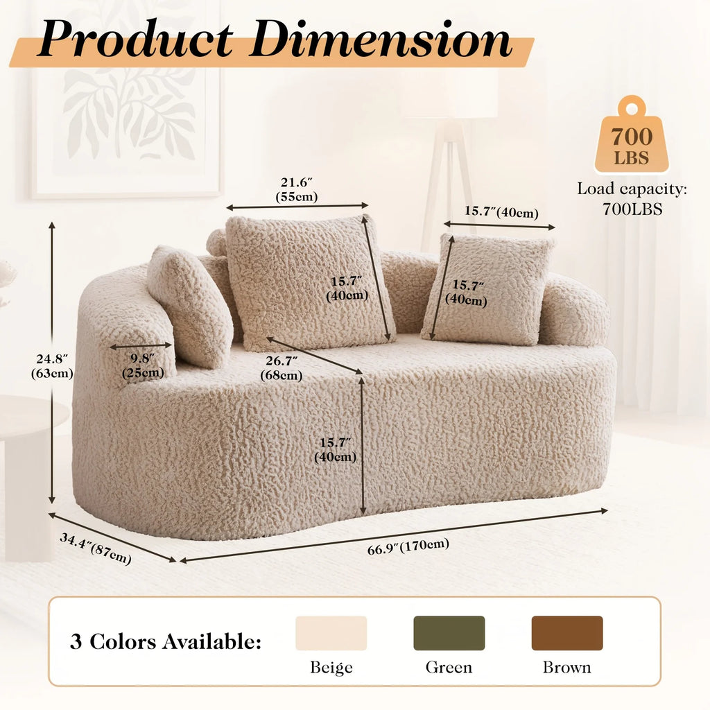 Luxurious Curved Chenille Loveseat Sofa