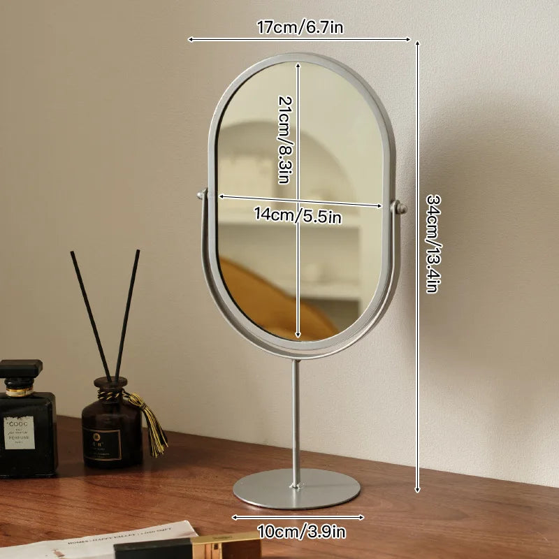 Light-Luxury Oval Wrought-Iron Vanity Mirror