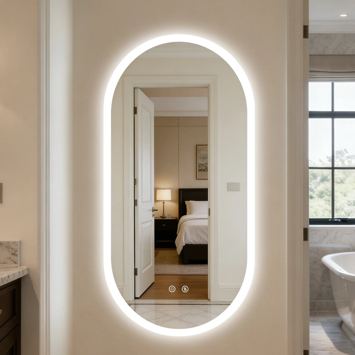 Smart Frameless Oval LED Bathroom Mirror