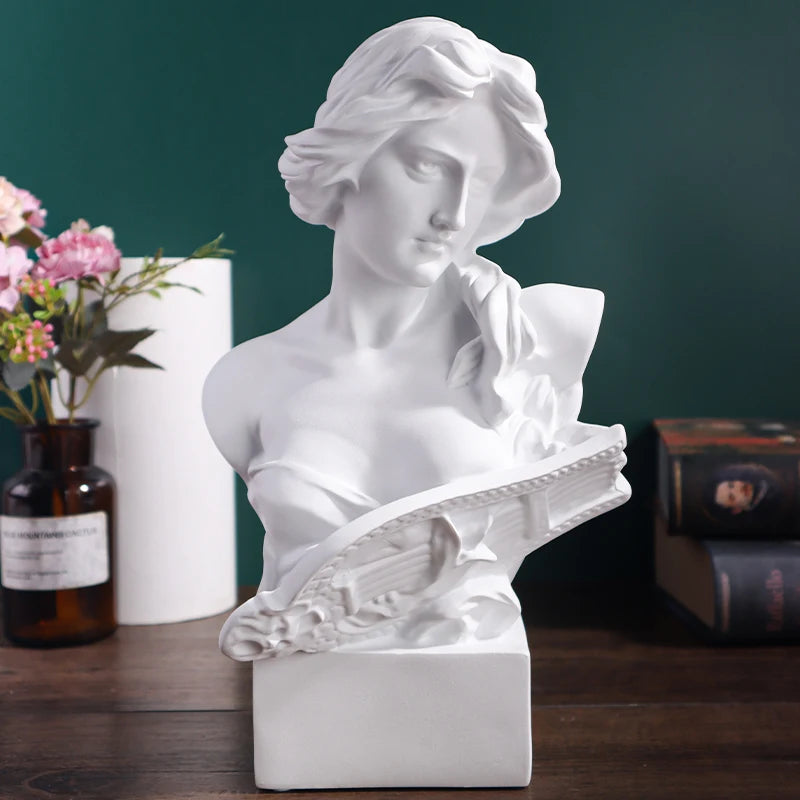 Pair of Classic Harp Lady Resin Figurines