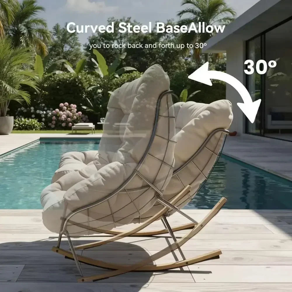 Beige Egg-Shaped Papasan Rocker