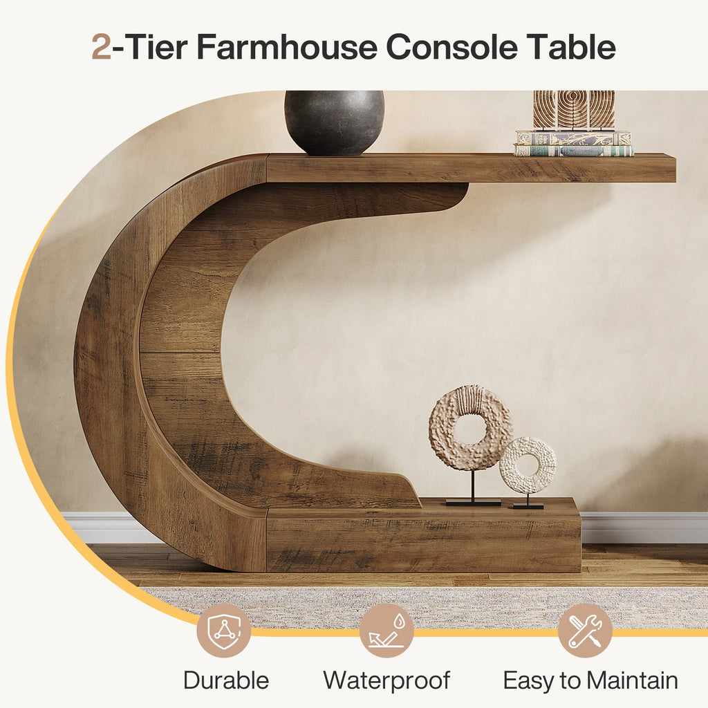 Mid-Century C-Shaped Console Table