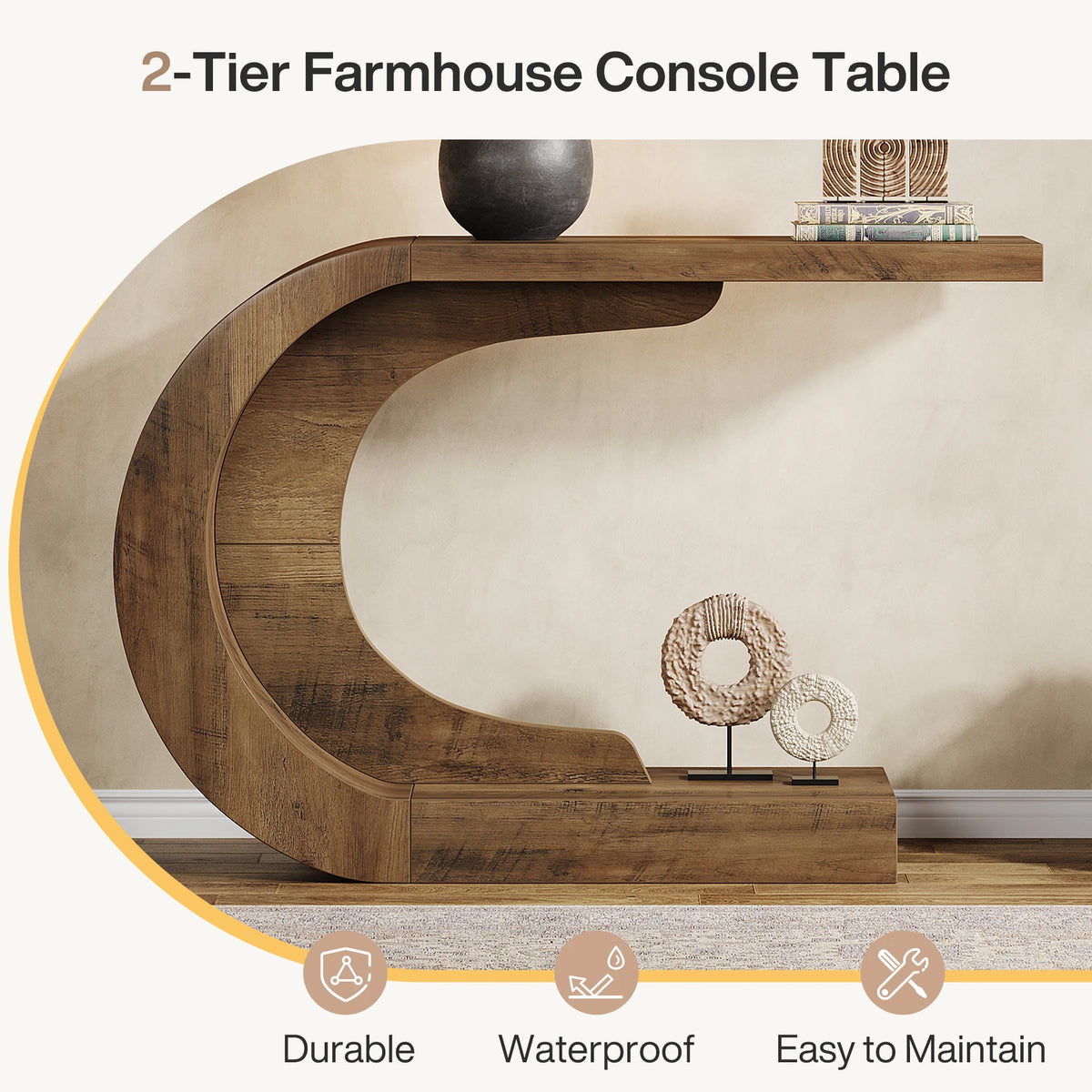 Mid-Century C-Shaped Console Table