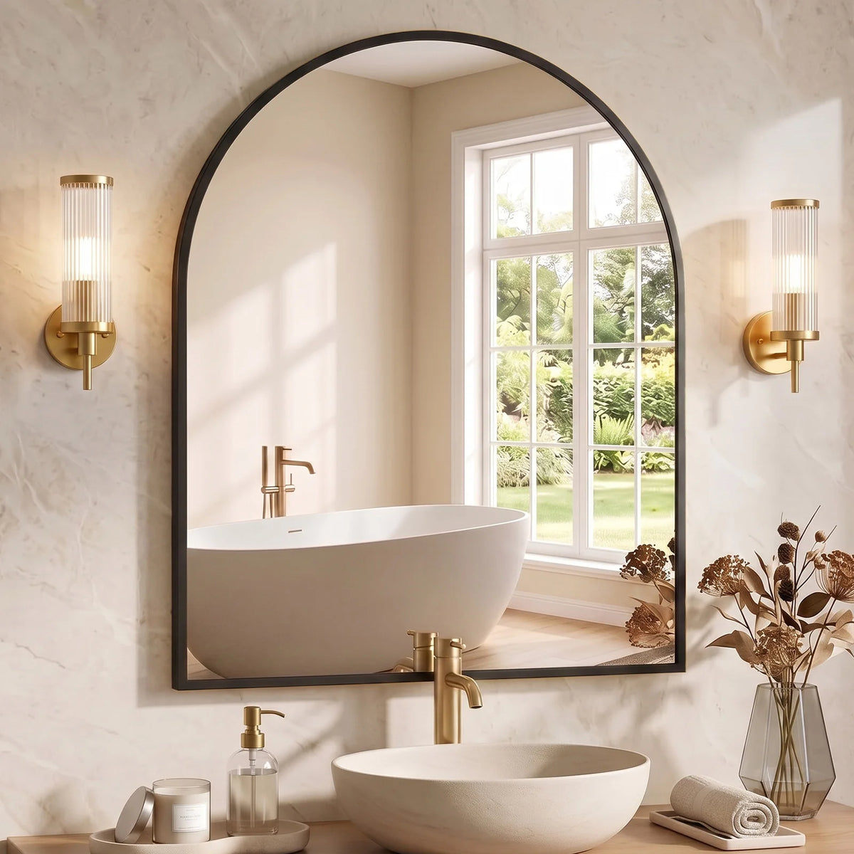 Sleek Arched Aluminum Mirror