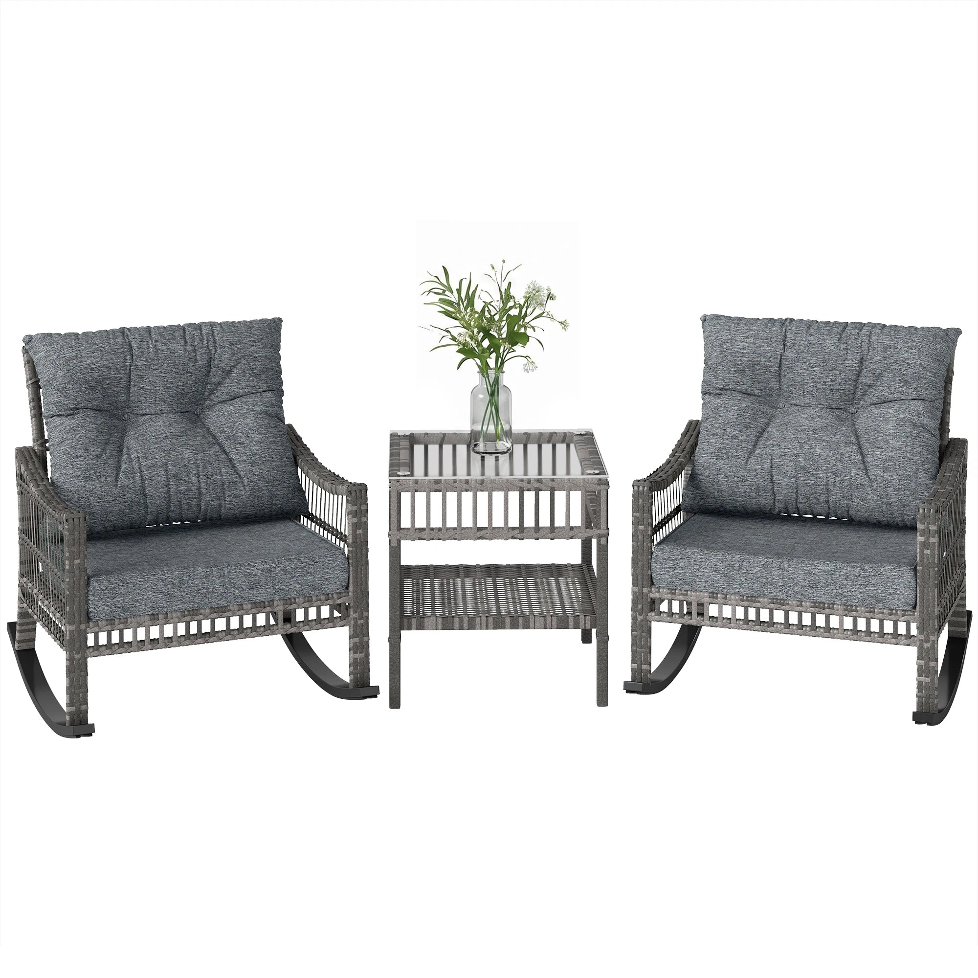 PE Rattan Rocking Set