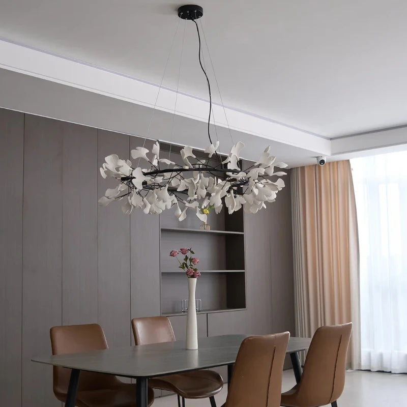 Ceramic Gingko Leaf Chandelier