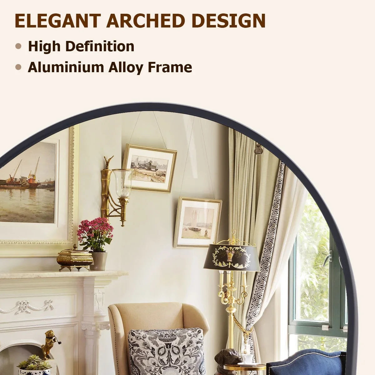 Black Arched Full-Length Floor Mirror