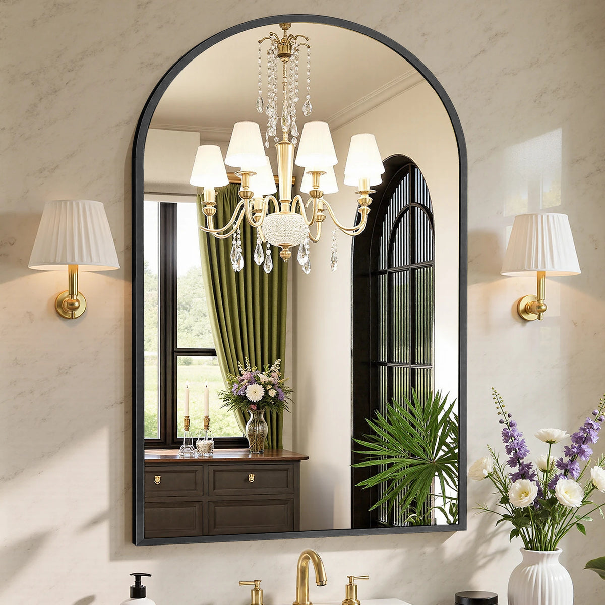 Sleek Arched Aluminum Mirror
