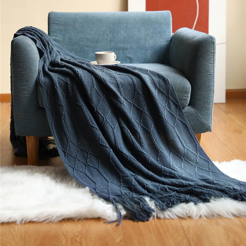 Oversized Boho Knit Throw Blanket