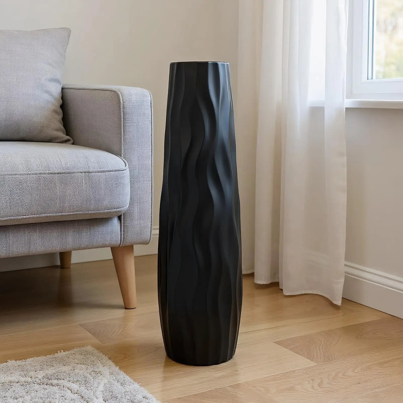 Tall 3D Relief Floor Vase for Home Décor